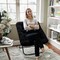 Flash Furniture Archer 28-in Oversized Faux Fur Folding Saucer Chair for Dorm, Bedroom, Black Faux Fur/Black Frame FV-FSC-027-BK-BK-GG - alternate 9